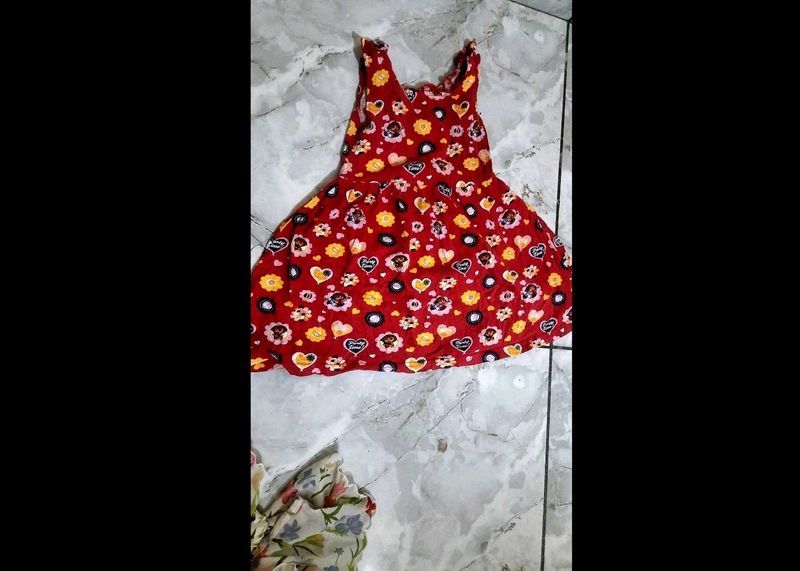 Cute Red Heart Print Dress