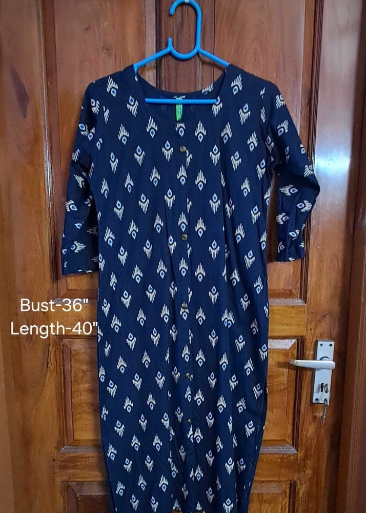 Stylish Navy Blue Printed Kurta