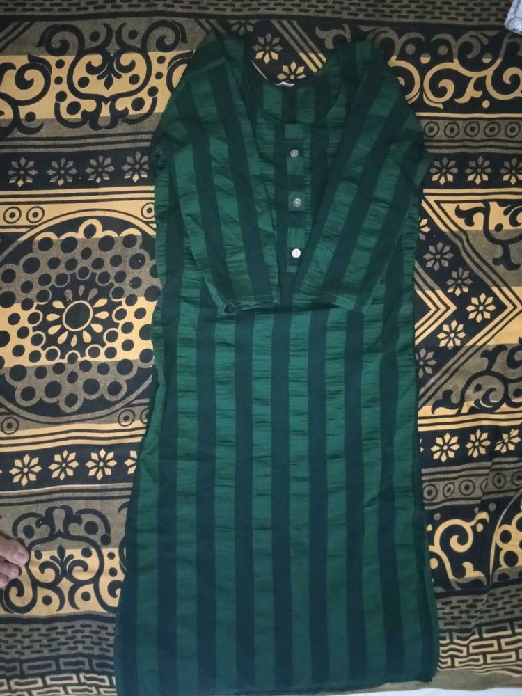 Green Striped Kurta
