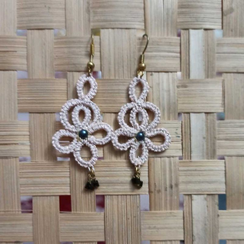 Handmade Tatting Flower Earrings