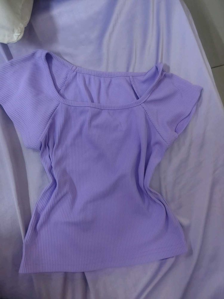 lavender fitted crop top