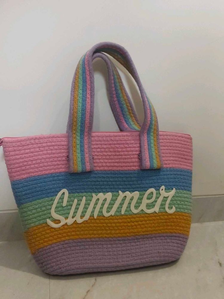 Colorful Striped Summer Tote Bag