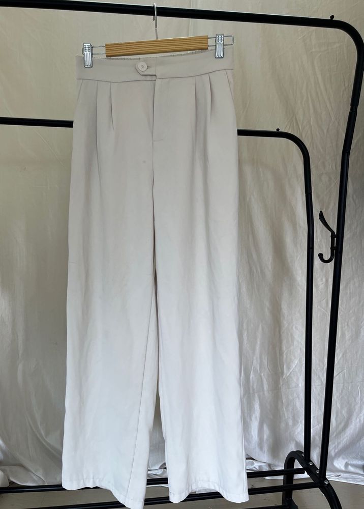 Cream Wide Leg Trousers
