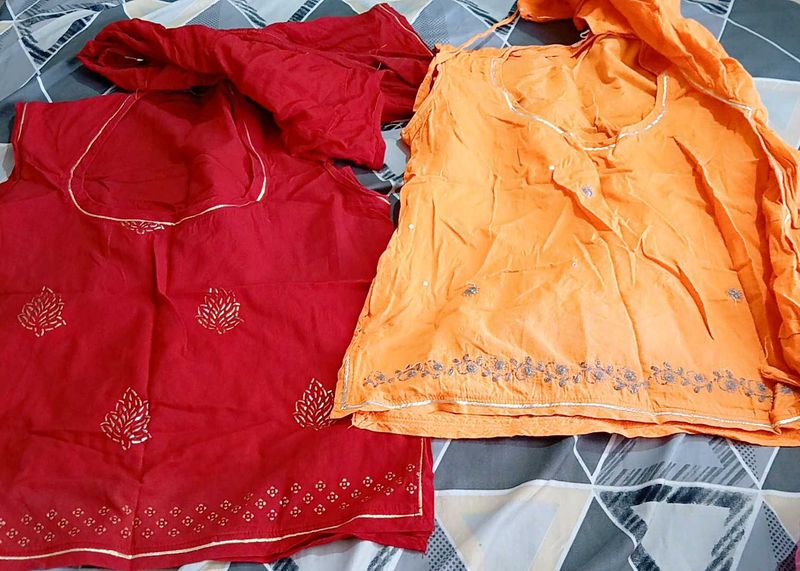 Combo of Two Kurti,kanchali +odhna set