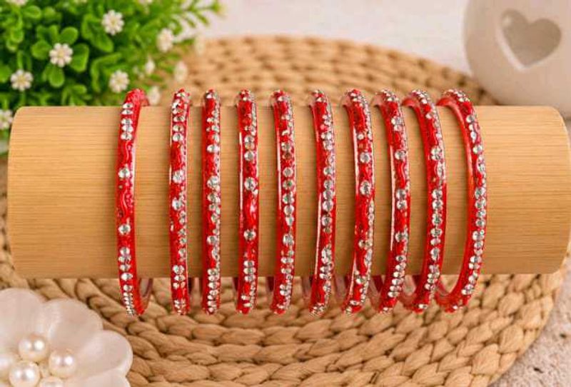 Red Stone Bangle Set❤️