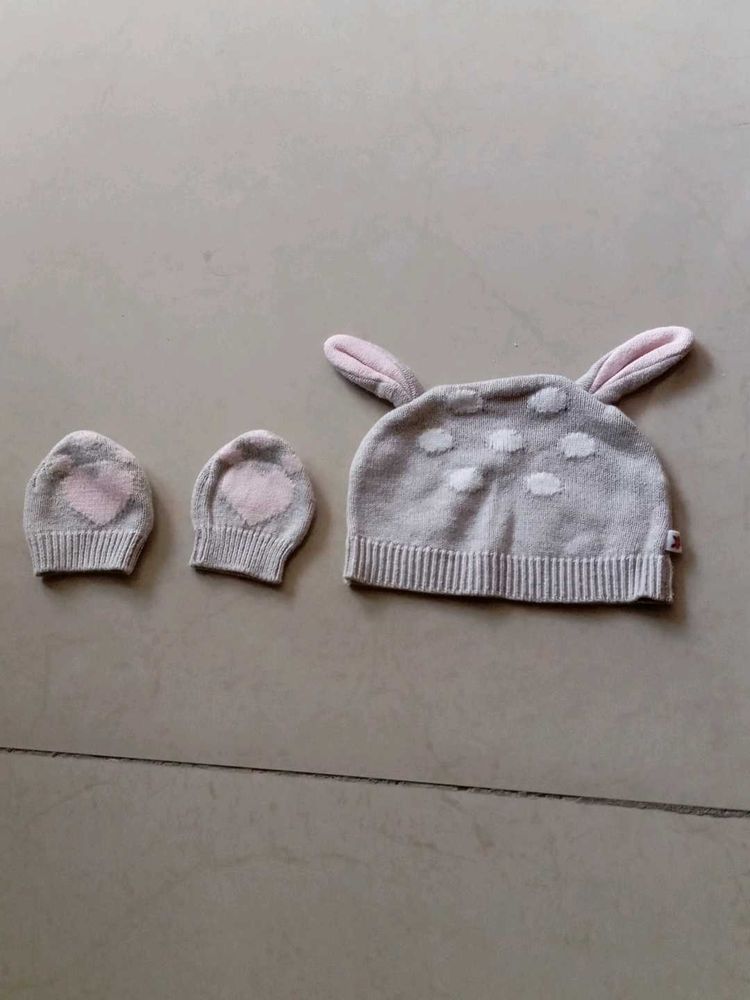 Mothercare Brand Warm Woolen Cap Mitten Set