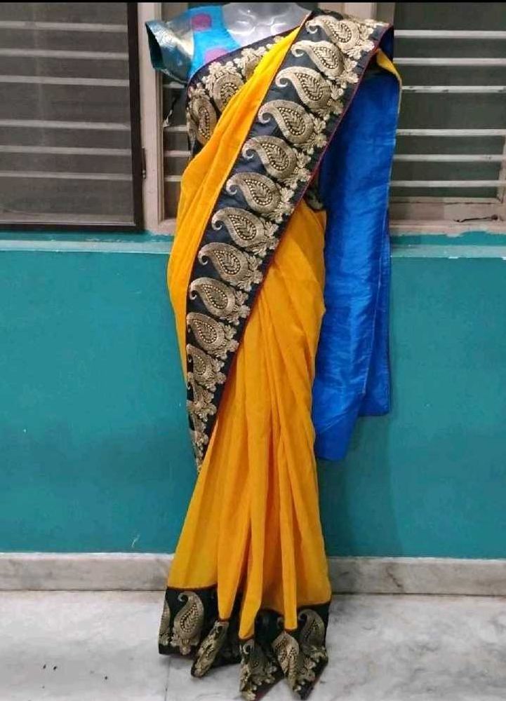 yellow wedding saree