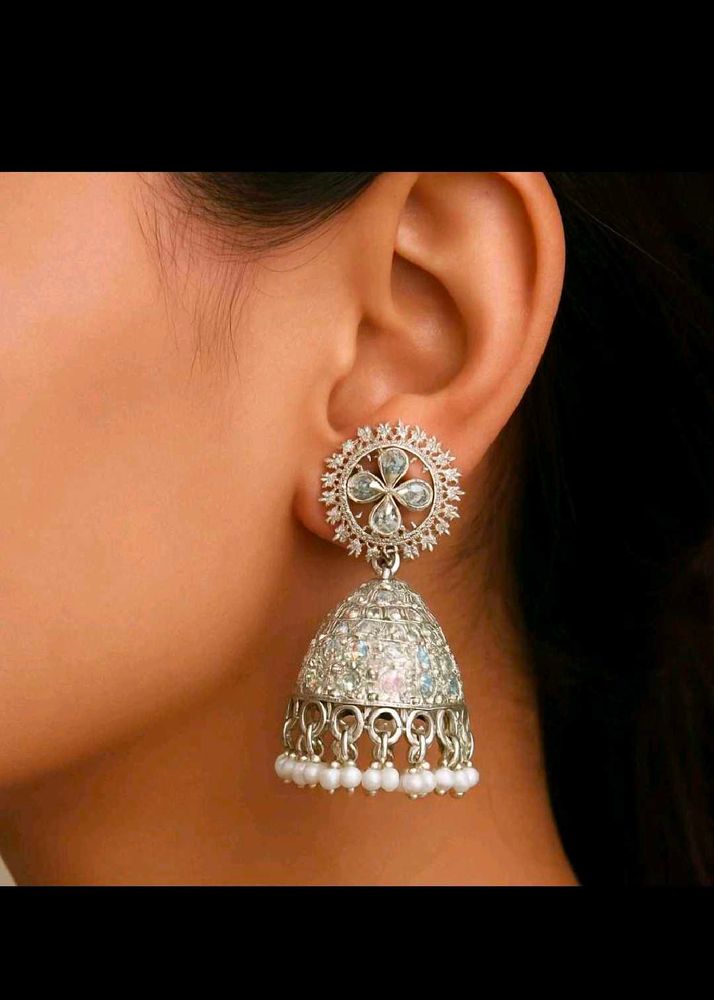 Stunning Silver Jhumka Earrings