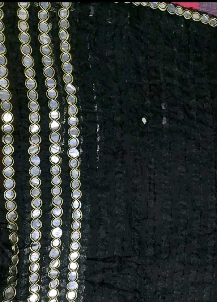 Elegant Black Dupatta with Mirror Work