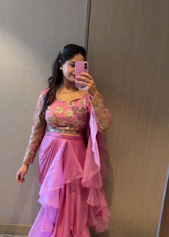 Pink designer customized lehanga style saree ❤️‍🔥