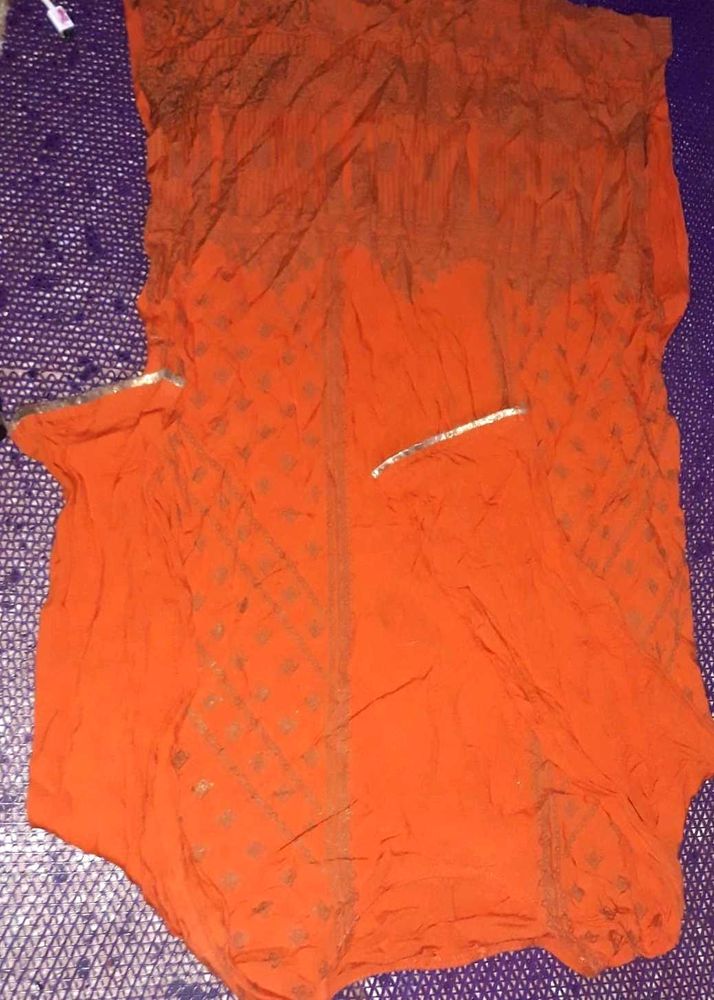 Vibrant Orange kurta with Gold Accents