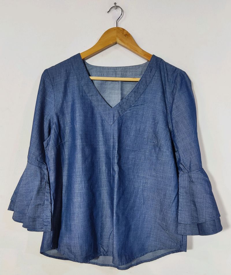 Denim blue Top For Wo