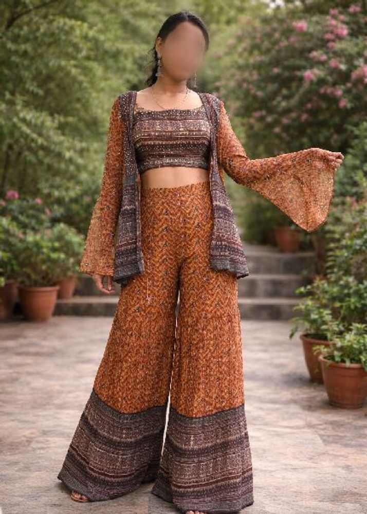 Ethnic Crop Top with Palazzo Set