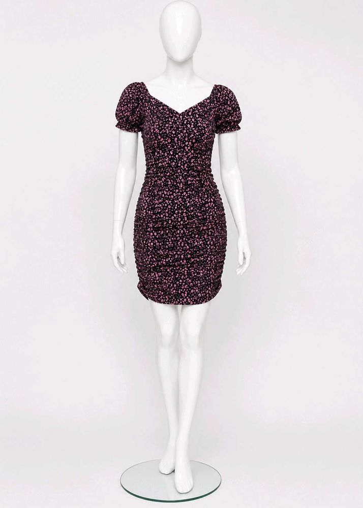 Chic Floral Print Ruched Bodycon Dress