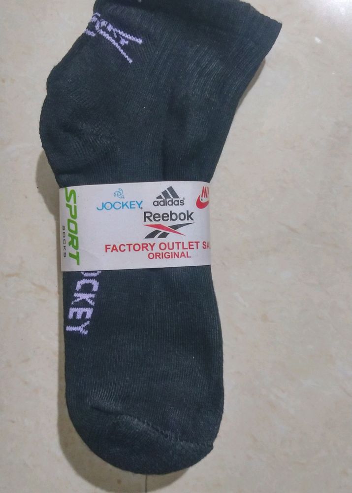 Branded Black Ankle Length Socks Pack Of 3 Pairs