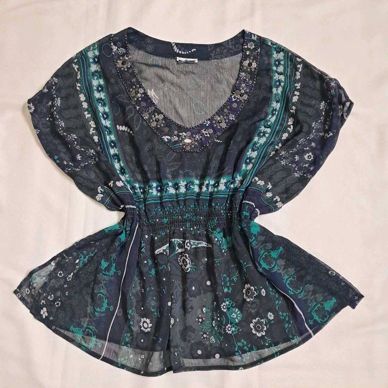 Y2k Vintage 2000s Desi Chatpata Sheer Kaftan Top