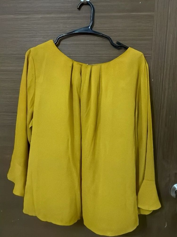 Chic Mustard Yellow Bell Sleeve Top