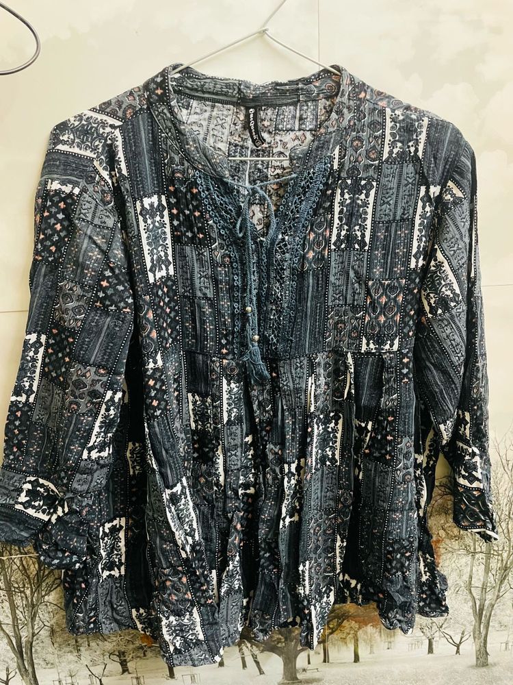 Boho Patchwork Tunic Top