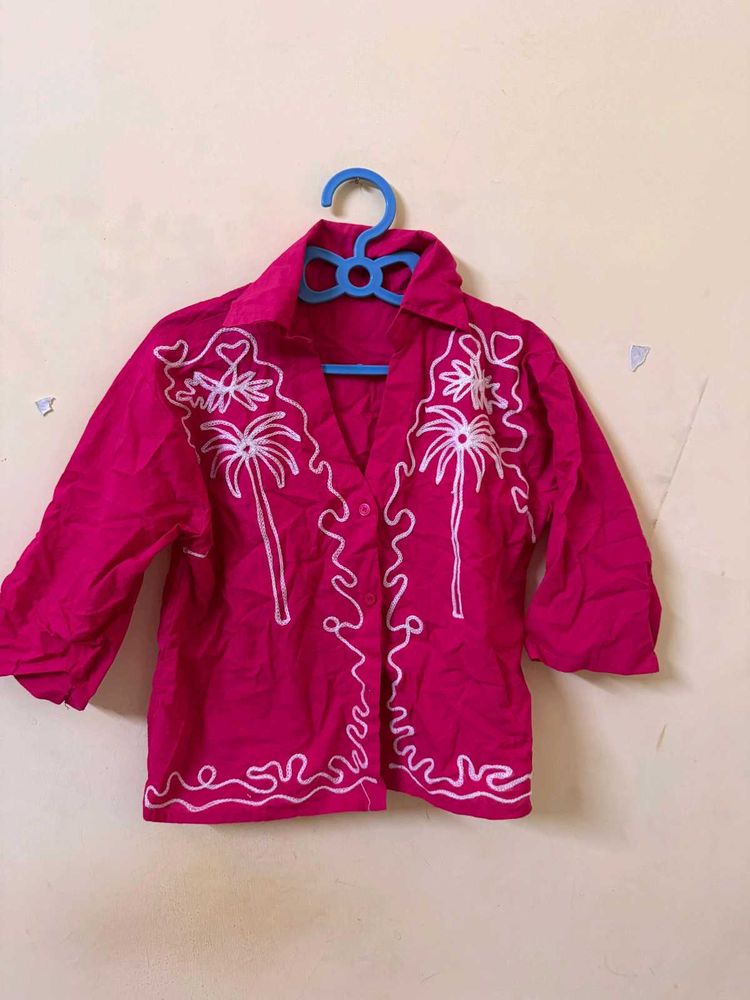 Vibrant Pink Collared Shirt