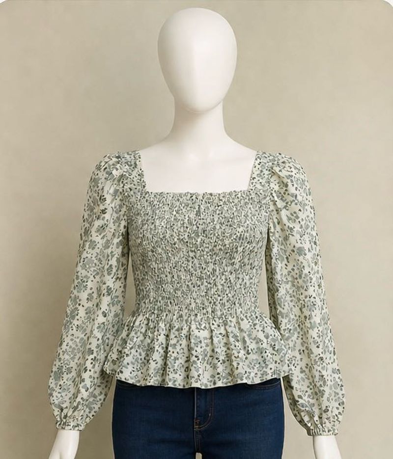 Floral Smocked Peplum Top