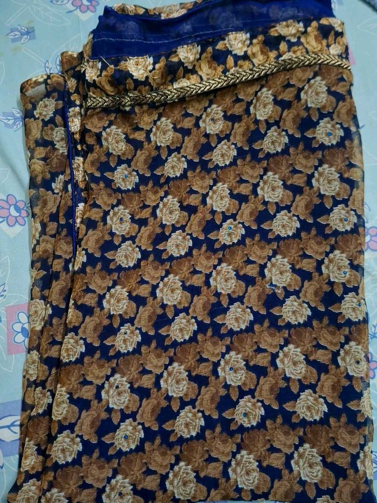 Elegant Navy Floral Saree