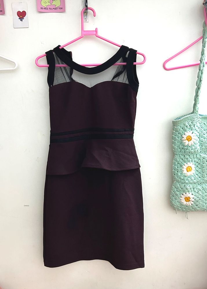 Stylish Net Neck Bodycon Dress