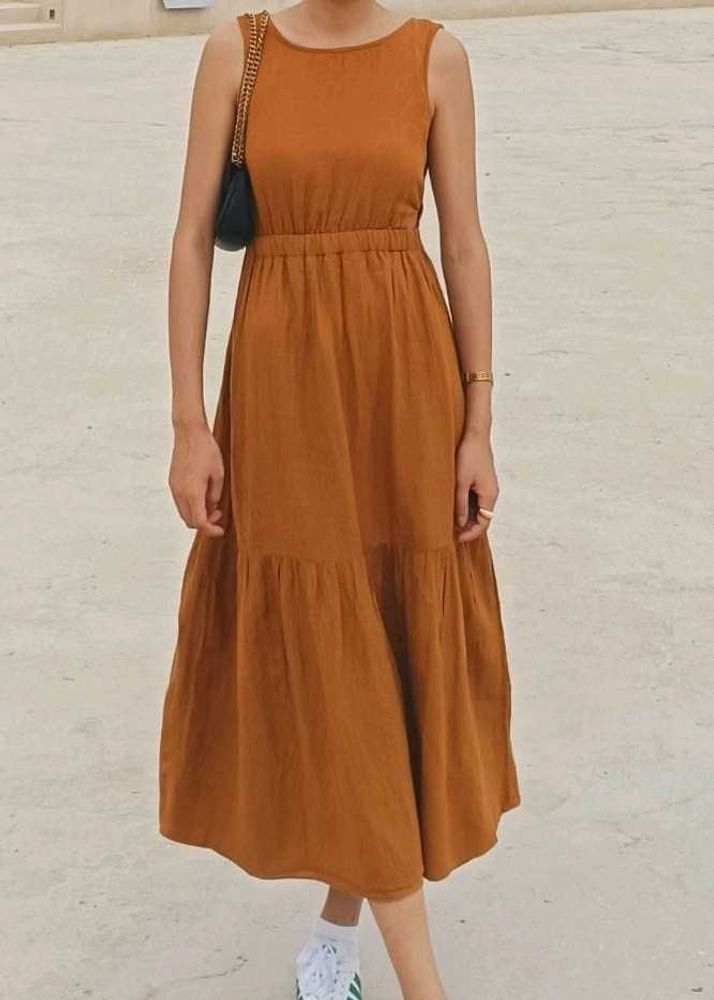 Women's Casual Brown Midi Dress