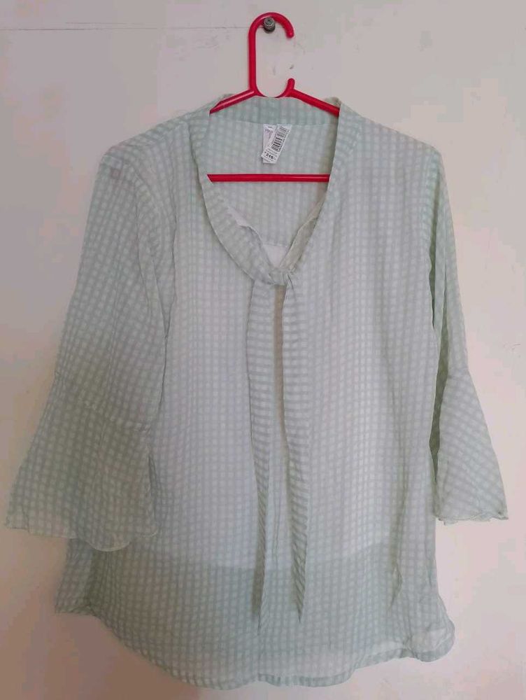 Mint Green Checkered Top