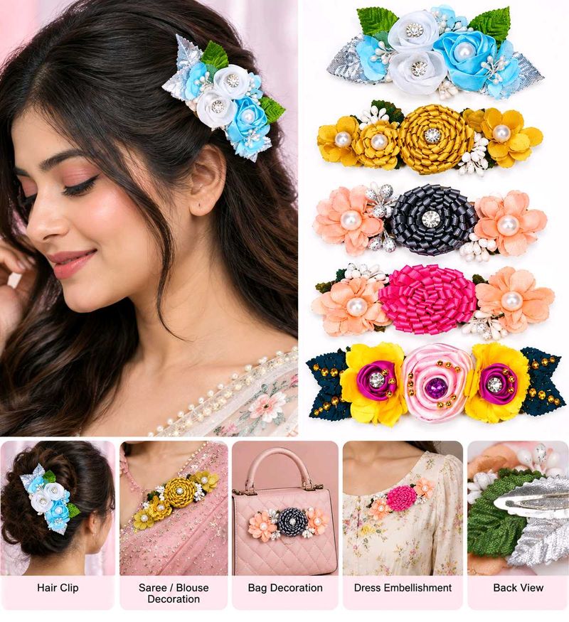 Fabric Floral DIY Decorative Pieces 6 pcs