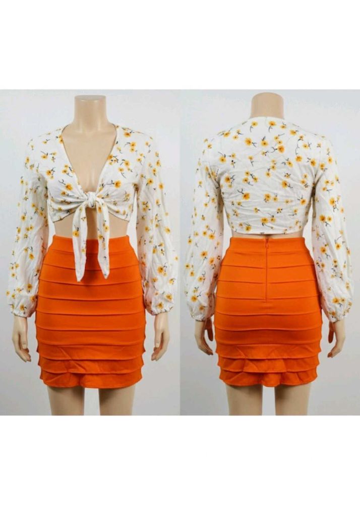 Floral Crop Top &amp; Skirt set