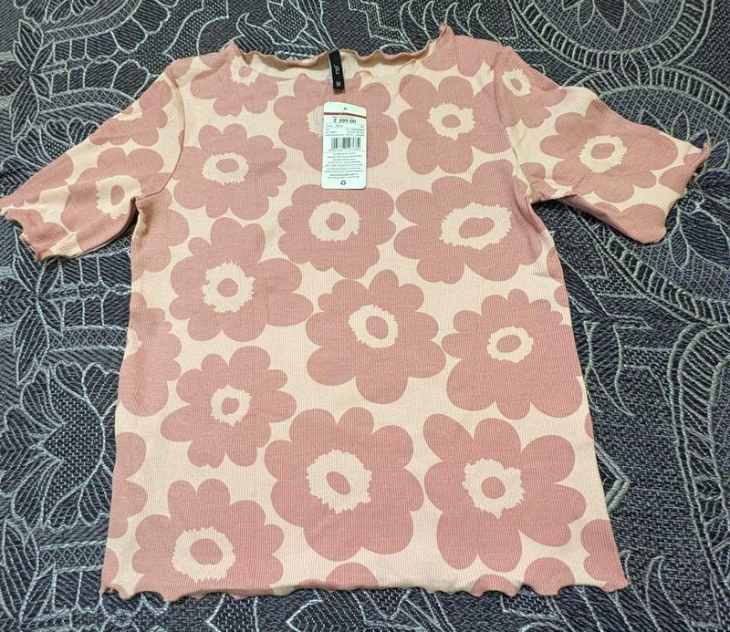 Cute Pink Floral Print Top