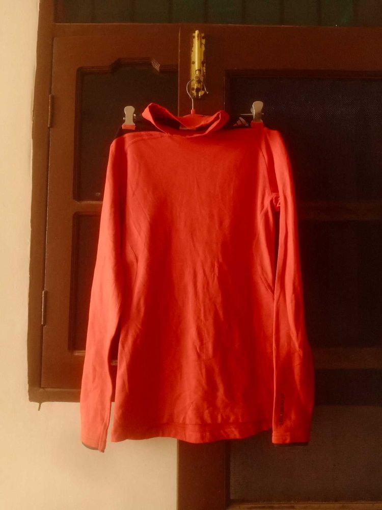 Bright Orange Long Sleeve Turtleneck Top