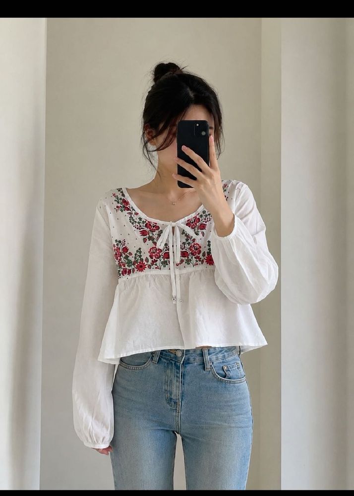 White Peplum Top