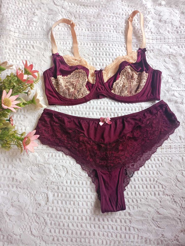 Burgundy Lace Lingerie Set
