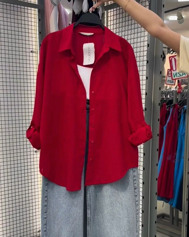 Classic Red Button-Up Shirt