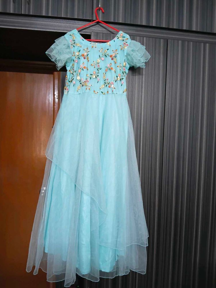 Beautiful Blue Embroidered Gown length 53