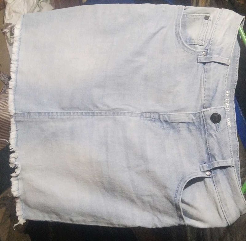 Light Wash Denim Mini Skirt