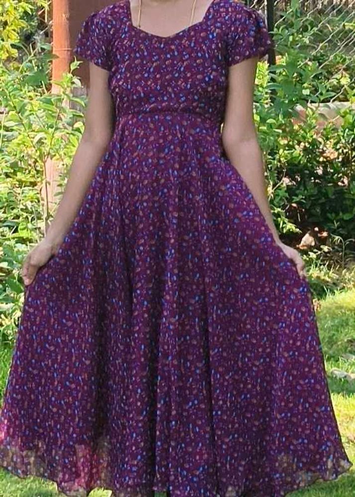 Purple Floral Print Maxi Dress