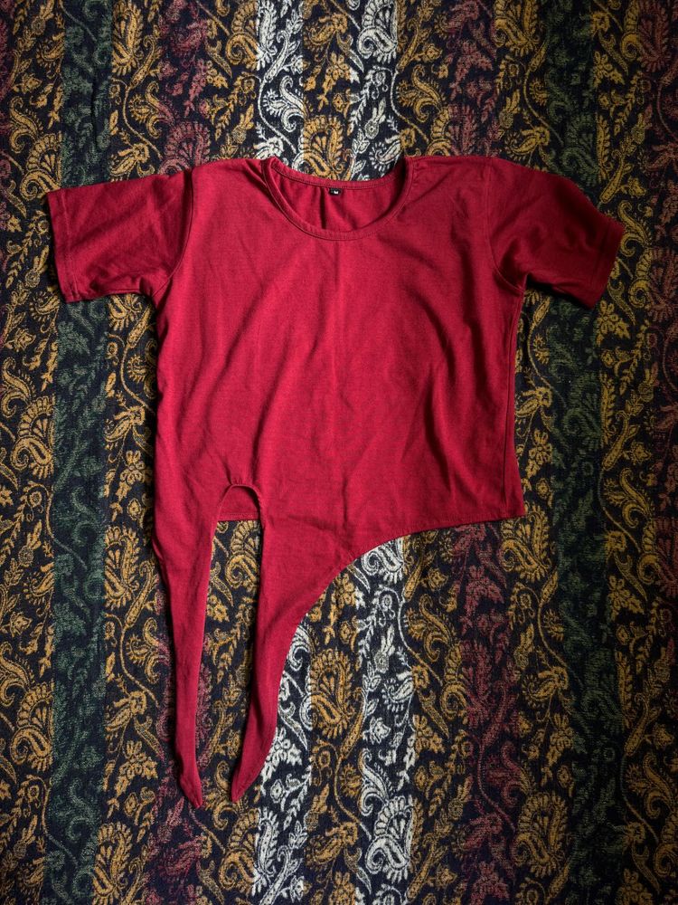 Red Asymmetrical T-Shirt