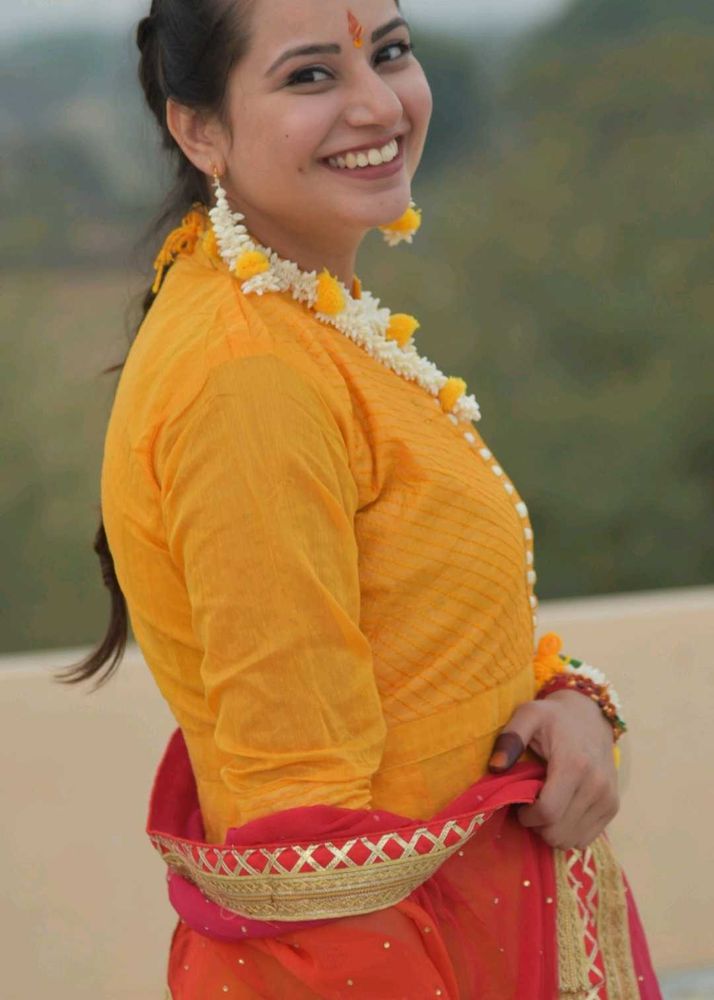 Yellow Kurta Set with white Dupatta
