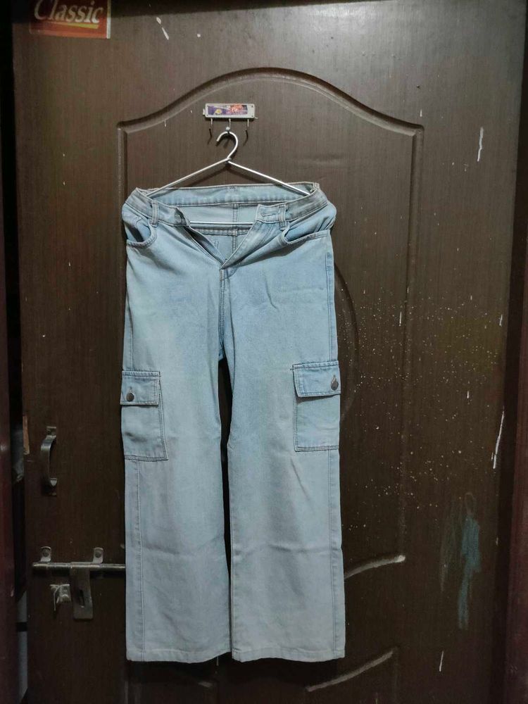 Light Wash Cargo Jeans