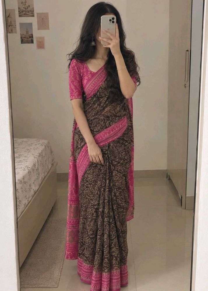 Printed  brasso Saree
