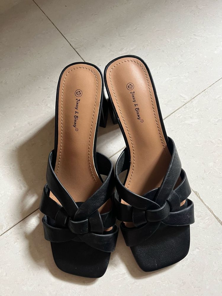 Stylish Black Block Heel Sandals