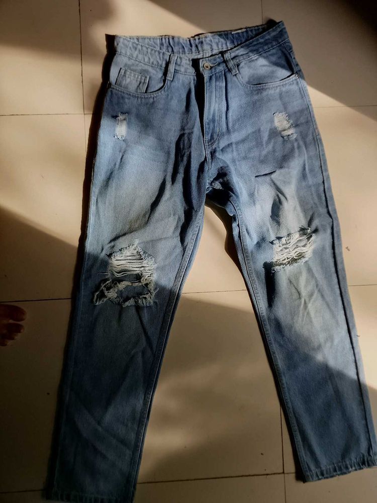 Light Wash Ripped Denim Jeans
