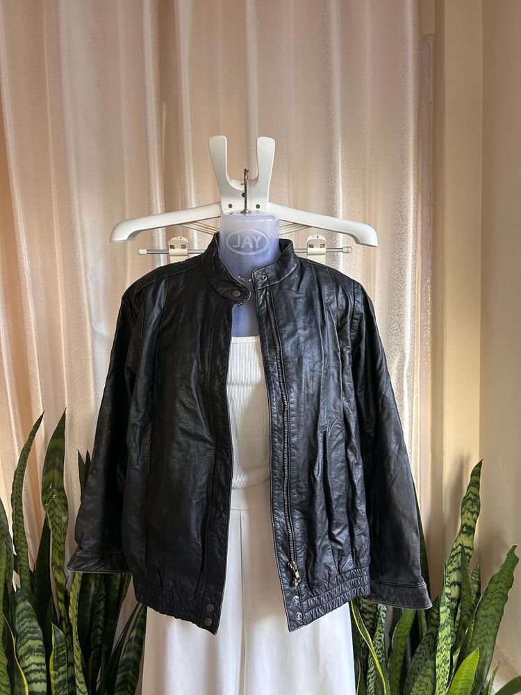 Vintage unisex Black Leather Jacket