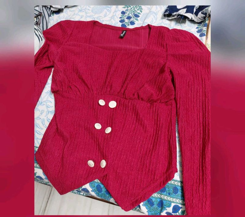 Chic Textured Puff Sleeve Top