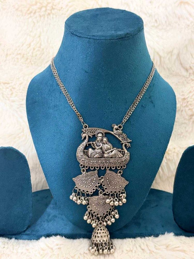 🦚Radha Krishna Navratri Oxidised Necklace🦚