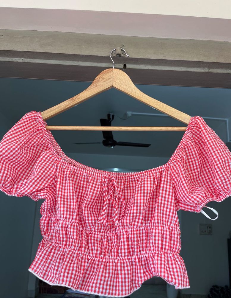 Shein Red Gingham Top