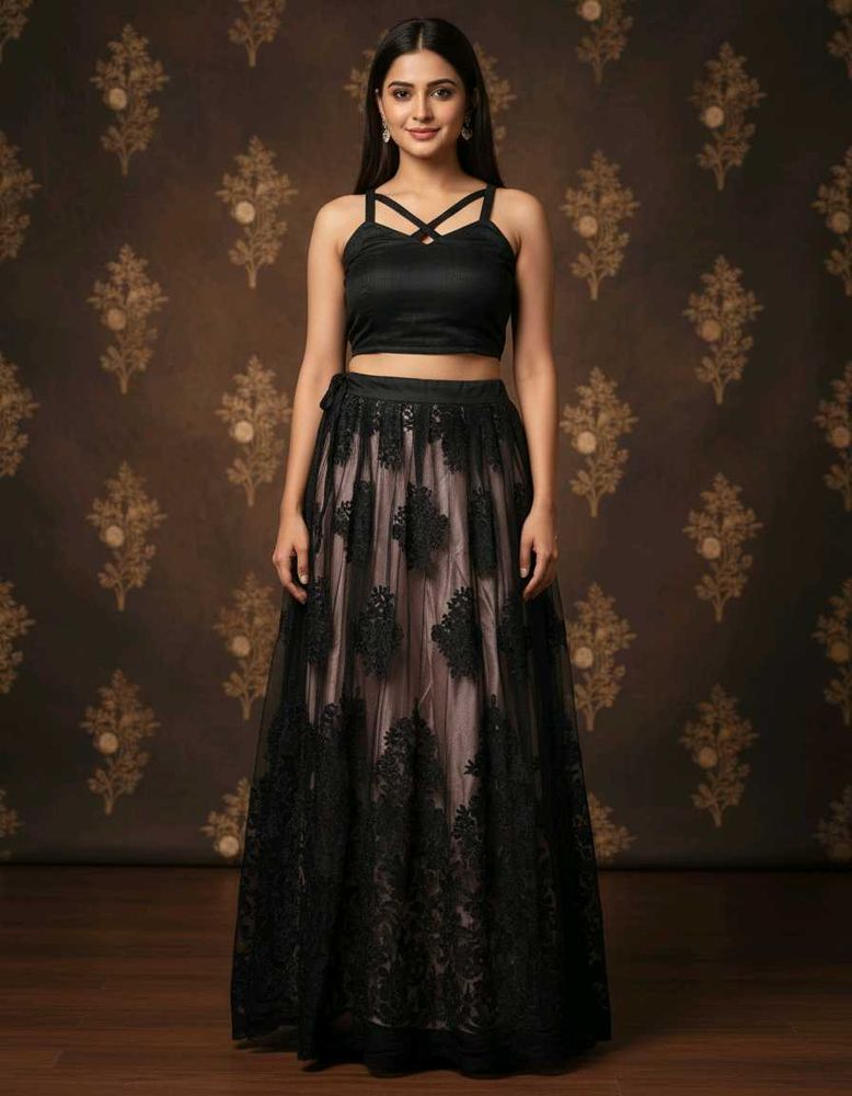Elegant Black Lace Lehenga