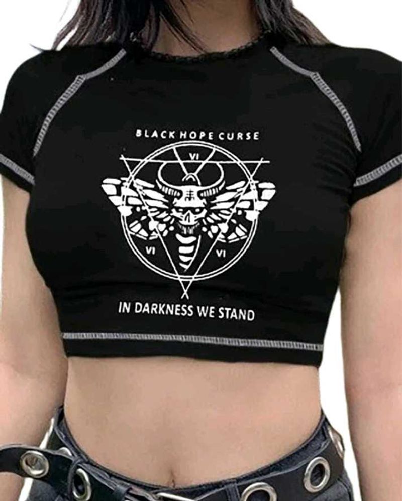Graphic Print Crop Top